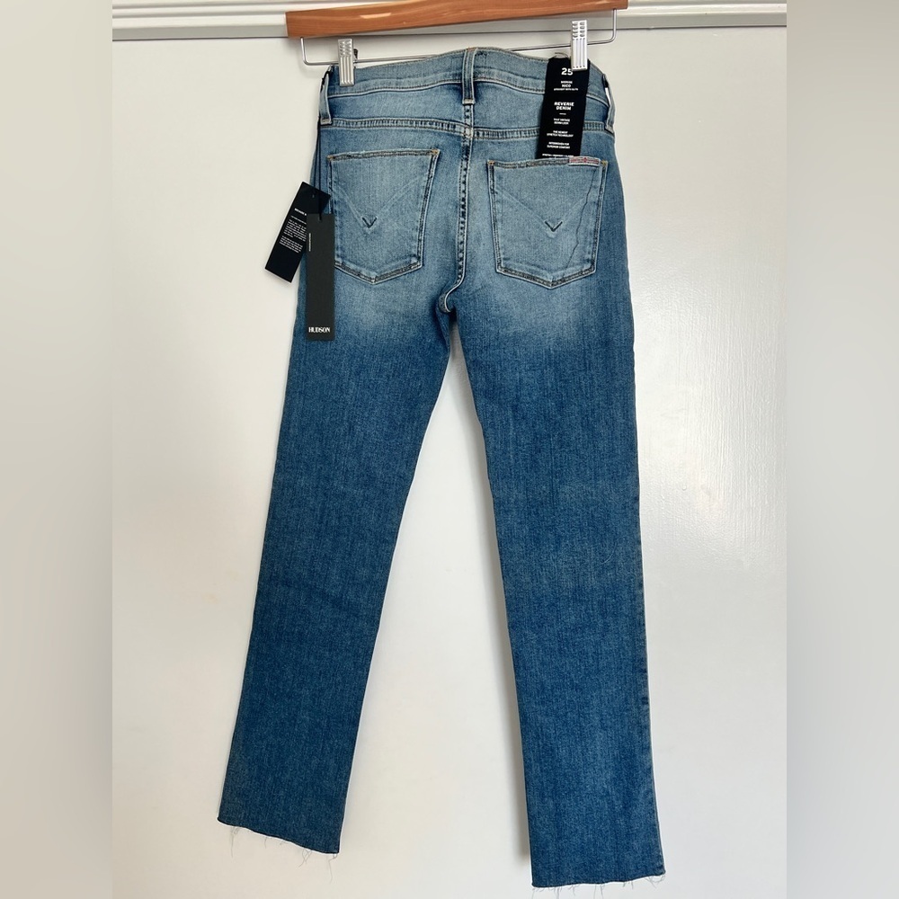 HUDSON- NWT nico midrise ankle straight reverie vtg moxie denim slit jeans- 25 - Picture 2 of 8